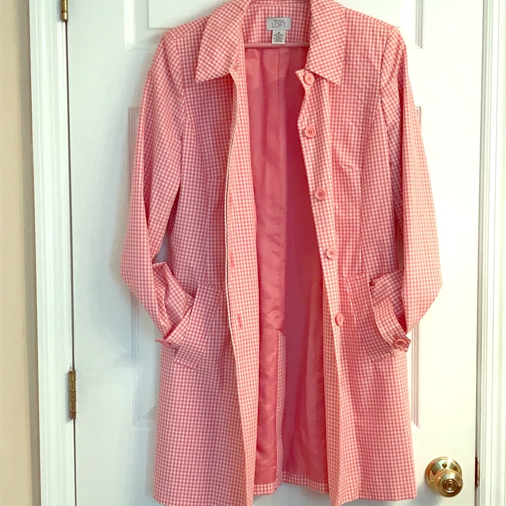 Flirty and fun Pink and White Loft Trench